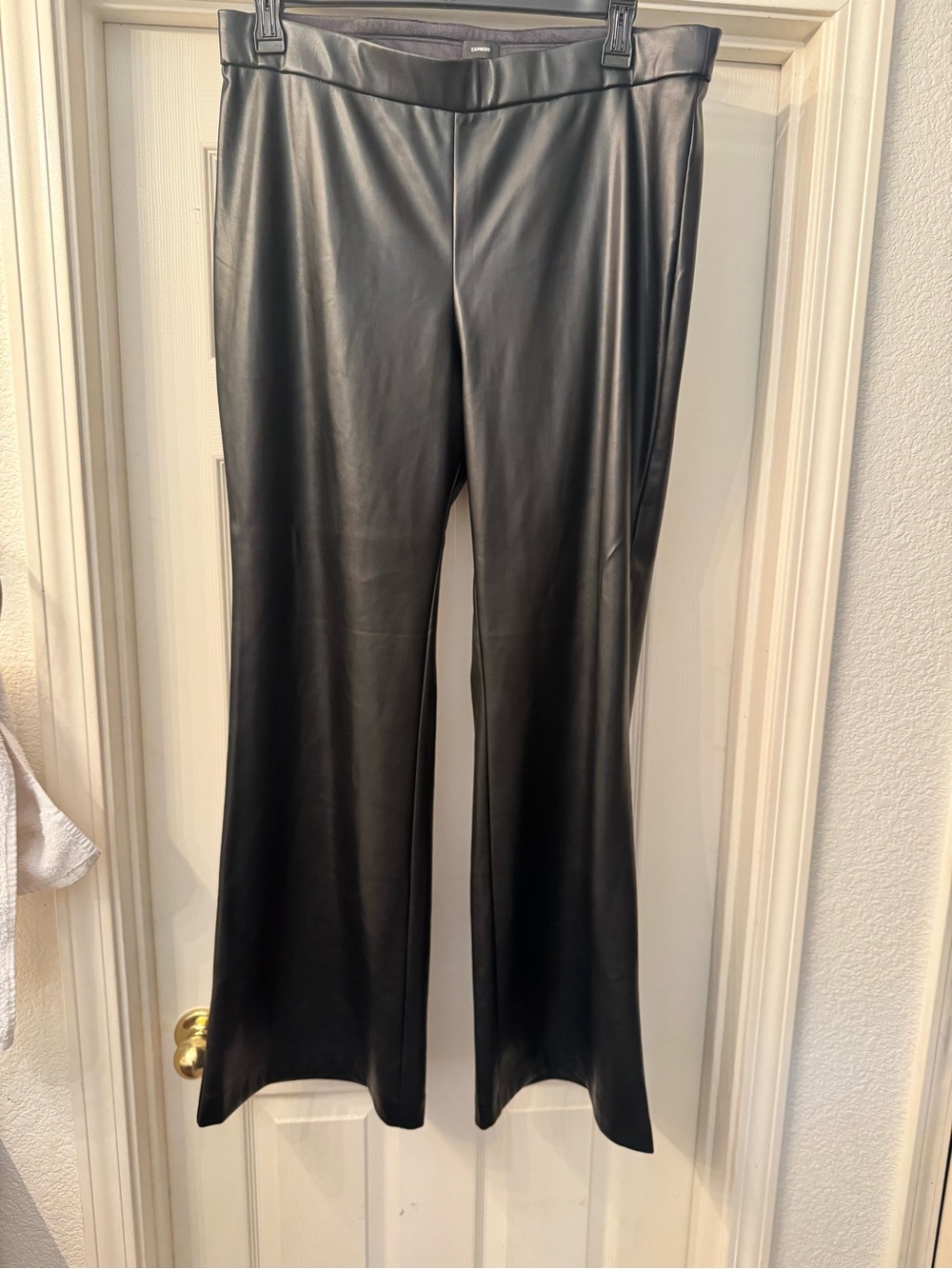 Express Black Faux Leather Flare Pants